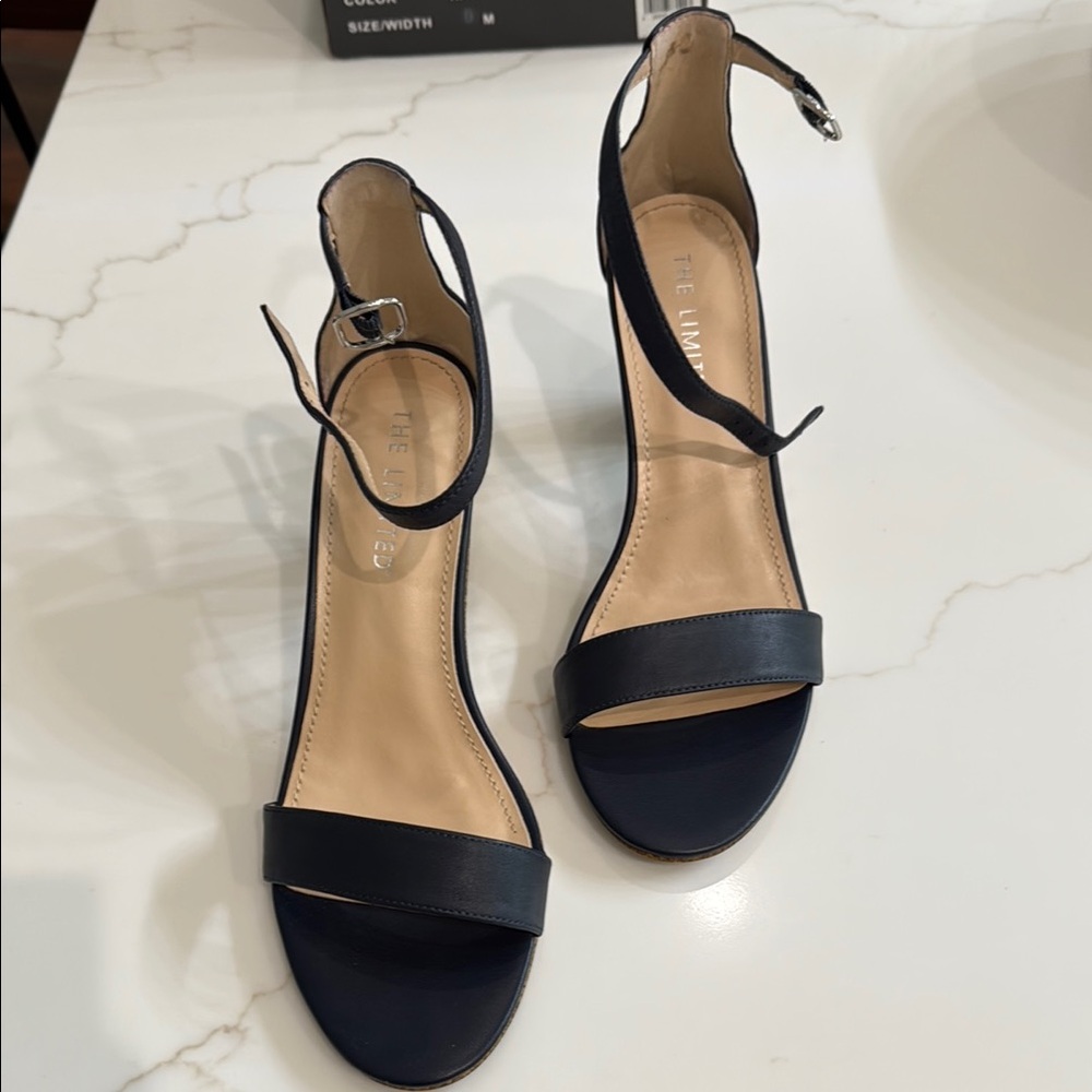 The Limited navy Open-Toe Ankle Strap Heels